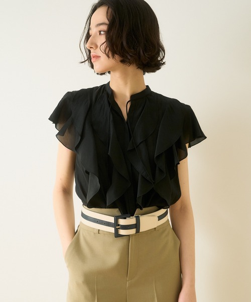 ANAYI(アナイ)の「ライトローンスタンドラッフルブラウス(シャツ/ブラウス・レディース・ホワイト/ブラック/グリーン/サックスブルー・38/36)」の14枚目の写真