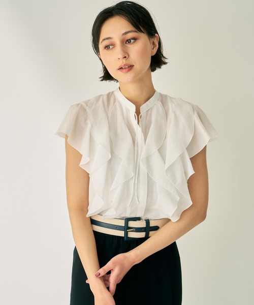 ANAYI(アナイ)の「ライトローンスタンドラッフルブラウス(シャツ/ブラウス・レディース・ホワイト/ブラック/グリーン/サックスブルー・38/36)」の20枚目の写真
