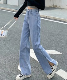 スリットストレートデニムパンツ