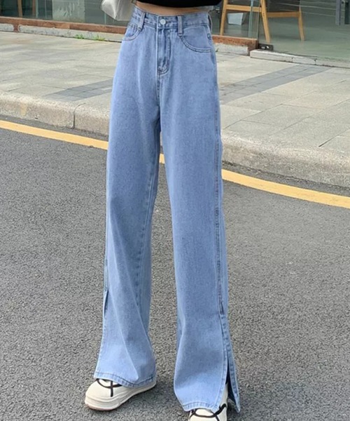 Auntie Rosa(アンティローザ)の「スリットストレートデニムパンツ(デニムパンツ・レディース・ブルー・MEDIUM/LARGE)」の5枚目の写真
