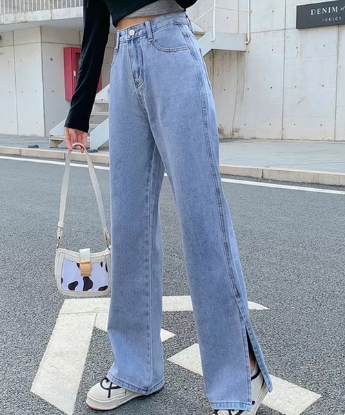 Auntie Rosa(アンティローザ)の「スリットストレートデニムパンツ(デニムパンツ・レディース・ブルー・MEDIUM/LARGE)」の6枚目の写真