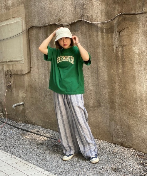 MANASTASH（マナスタッシュ）の「MANASTASH/マナスタッシュ　カレッジプリントティー（Tシャツ/カットソー・レディース・ホワイト/パープル/グリーン・F）」の8枚目の写真