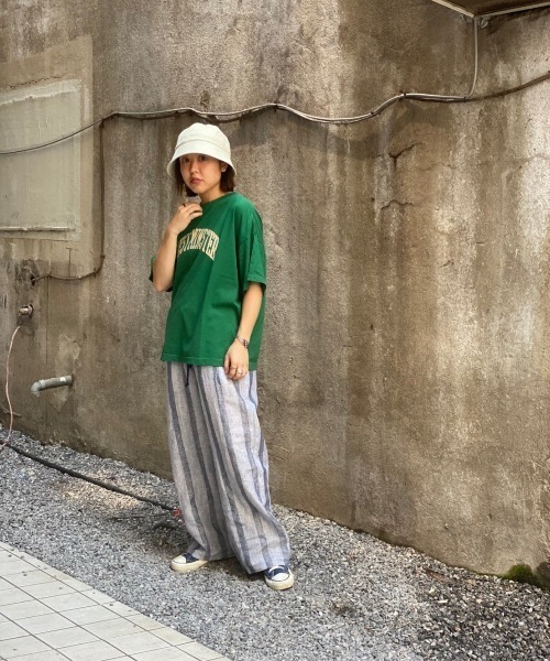 MANASTASH（マナスタッシュ）の「MANASTASH/マナスタッシュ　カレッジプリントティー（Tシャツ/カットソー・レディース・ホワイト/パープル/グリーン・F）」の9枚目の写真