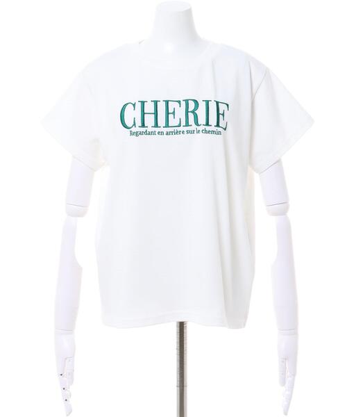 INGNI(イング)の「ふくれ刺繍ロゴショート丈Tシャツ(Tシャツ/カットソー・レディース・ブラック/ホワイト×グリーン/ホワイト×ブラック/ホワイト×ピンク・M)」の5枚目の写真