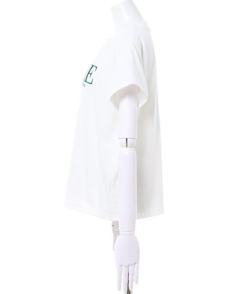 INGNI(イング)の「ふくれ刺繍ロゴショート丈Tシャツ(Tシャツ/カットソー・レディース・ブラック/ホワイト×グリーン/ホワイト×ブラック/ホワイト×ピンク・M)」の6枚目の写真