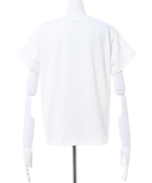 INGNI(イング)の「ふくれ刺繍ロゴショート丈Tシャツ(Tシャツ/カットソー・レディース・ブラック/ホワイト×グリーン/ホワイト×ブラック/ホワイト×ピンク・M)」の7枚目の写真