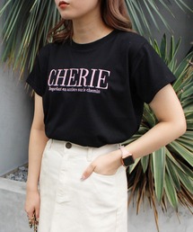 ふくれ刺繍ロゴショート丈Tシャツ