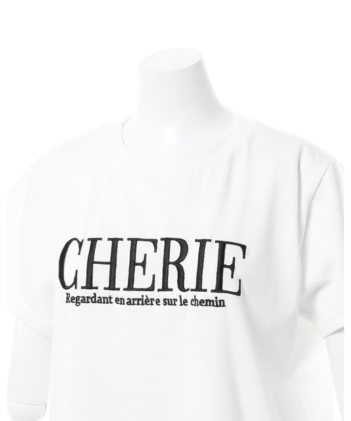 INGNI(イング)の「ふくれ刺繍ロゴショート丈Tシャツ(Tシャツ/カットソー・レディース・ブラック/ホワイト×グリーン/ホワイト×ブラック/ホワイト×ピンク・M)」の13枚目の写真
