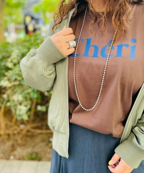 RIVE DROITE（リヴドロワ）の「女性らしいロゴがアクセント/CheriハーフスリーブTシャツ（Tシャツ/カットソー・レディース・ホワイト/ブラウン/チャコールグレー・FREE）」の3枚目の写真