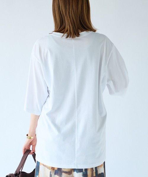 RIVE DROITE（リヴドロワ）の「女性らしいロゴがアクセント/CheriハーフスリーブTシャツ（Tシャツ/カットソー・レディース・ホワイト/ブラウン/チャコールグレー・FREE）」の9枚目の写真