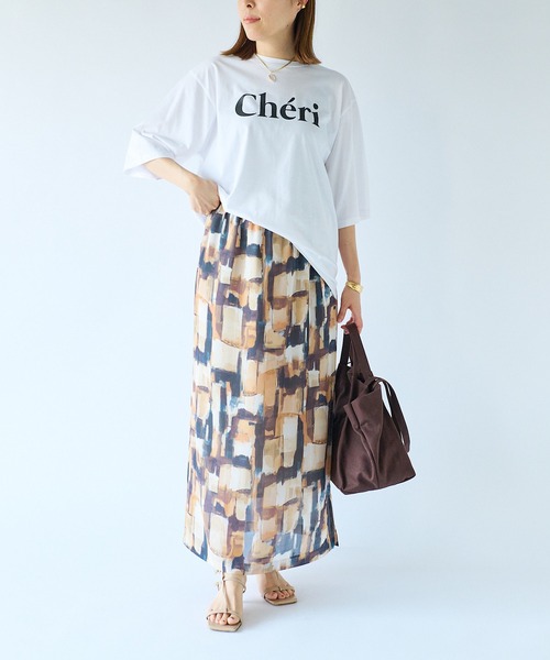 RIVE DROITE（リヴドロワ）の「女性らしいロゴがアクセント/CheriハーフスリーブTシャツ（Tシャツ/カットソー・レディース・ホワイト/ブラウン/チャコールグレー・FREE）」の6枚目の写真