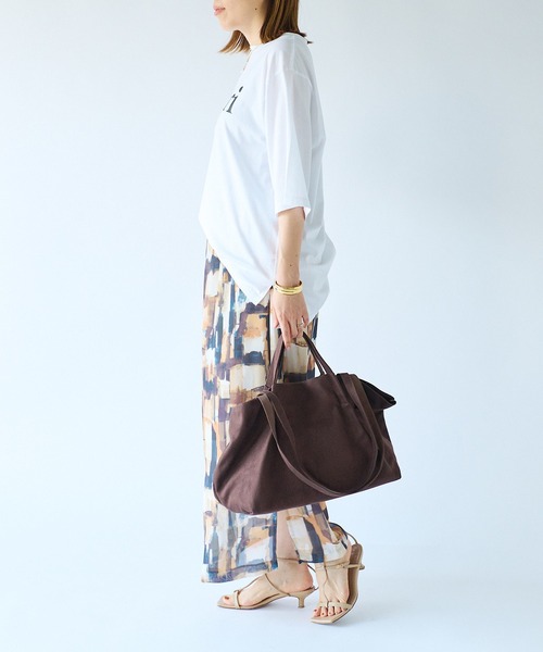 RIVE DROITE（リヴドロワ）の「女性らしいロゴがアクセント/CheriハーフスリーブTシャツ（Tシャツ/カットソー・レディース・ホワイト/ブラウン/チャコールグレー・FREE）」の4枚目の写真