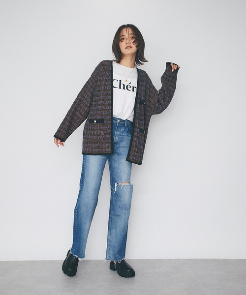 RIVE DROITE（リヴドロワ）の「女性らしいロゴがアクセント/CheriハーフスリーブTシャツ（Tシャツ/カットソー・レディース・ホワイト/ブラウン/チャコールグレー・FREE）」の20枚目の写真