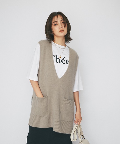 RIVE DROITE（リヴドロワ）の「女性らしいロゴがアクセント/CheriハーフスリーブTシャツ（Tシャツ/カットソー・レディース・ホワイト/ブラウン/チャコールグレー・FREE）」の21枚目の写真