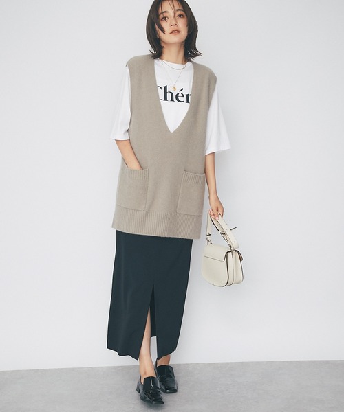 RIVE DROITE（リヴドロワ）の「女性らしいロゴがアクセント/CheriハーフスリーブTシャツ（Tシャツ/カットソー・レディース・ホワイト/ブラウン/チャコールグレー・FREE）」の22枚目の写真