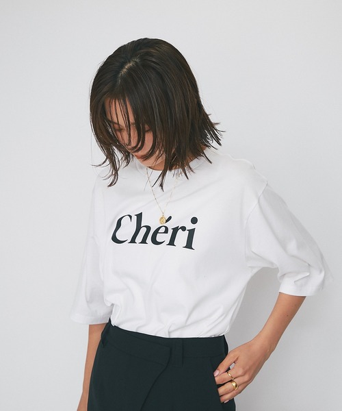 RIVE DROITE（リヴドロワ）の「女性らしいロゴがアクセント/CheriハーフスリーブTシャツ（Tシャツ/カットソー・レディース・ホワイト/ブラウン/チャコールグレー・FREE）」の13枚目の写真