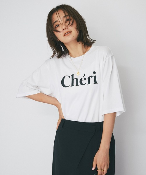 RIVE DROITE（リヴドロワ）の「女性らしいロゴがアクセント/CheriハーフスリーブTシャツ（Tシャツ/カットソー・レディース・ホワイト/ブラウン/チャコールグレー・FREE）」の12枚目の写真