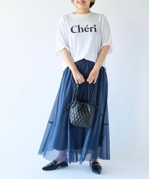 RIVE DROITE（リヴドロワ）の「女性らしいロゴがアクセント/CheriハーフスリーブTシャツ（Tシャツ/カットソー・レディース・ホワイト/ブラウン/チャコールグレー・FREE）」の11枚目の写真