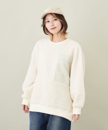 CUBE SUGAR（キューブシュガー）の「WEB限定ボア切替クルーネック長袖プルオーバー（スウェット）」