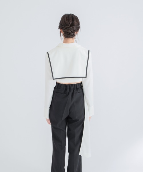 qumerry.（キュメリ）の「イレヘムセーラーシャツジャケット（シャツ/ブラウス・レディース・ホワイト/チャコールグレー・FREE）」の10枚目の写真