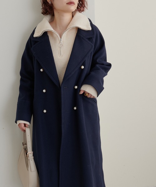 natural couture（ナチュラルクチュール）の「WEB限定/2022AWアイテム/おしゃれロングコート（チェスターコート・レディース・ベージュ/ネイビー/ブラウン/アイボリー/その他2/その他1/サックスブルー・FREE）」の5枚目の写真