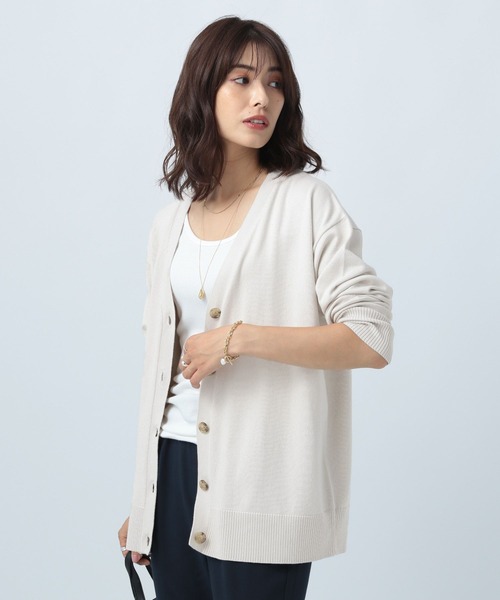 BAYFLOW（ベイフロー）の「ニットVネックカーディガン（カーディガン/ボレロ・レディース・ブラック/ピンク/グリーン/グレイッシュベージュ・FREE）」の6枚目の写真