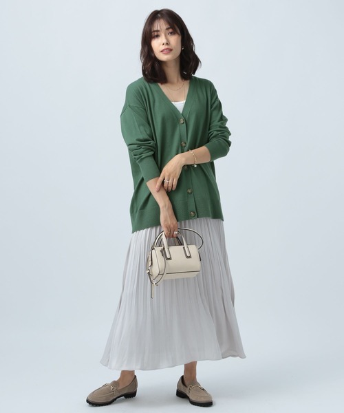 BAYFLOW（ベイフロー）の「ニットVネックカーディガン（カーディガン/ボレロ・レディース・ブラック/ピンク/グリーン/グレイッシュベージュ・FREE）」の9枚目の写真