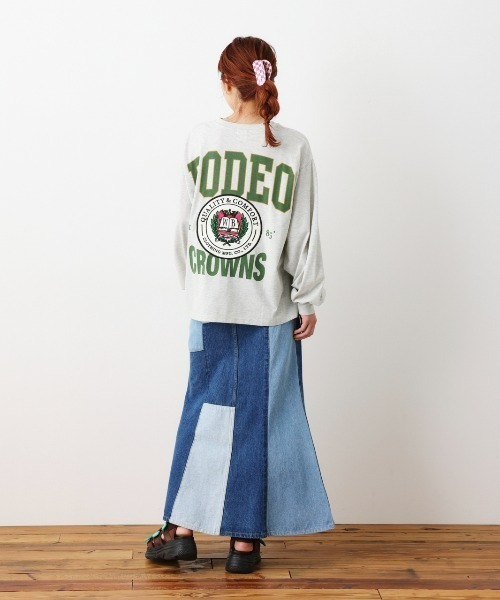 RODEO CROWNS WIDE BOWL（ロデオクラウンズワイドボウル）の「Rodeo College L/S Tシャツ（Tシャツ/カットソー・レディース・オレンジ/グレー×ホワイト/アイボリー/チャコールグレー・FREE）」の21枚目の写真