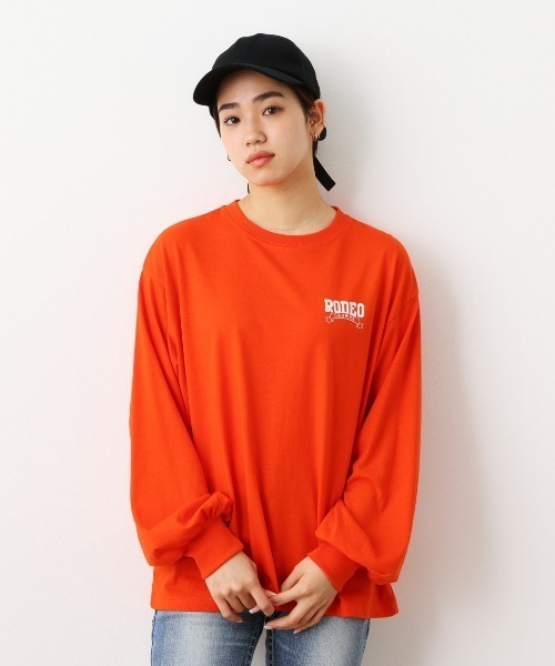 RODEO CROWNS WIDE BOWL（ロデオクラウンズワイドボウル）の「Rodeo College L/S Tシャツ（Tシャツ/カットソー・レディース・オレンジ/グレー×ホワイト/アイボリー/チャコールグレー・FREE）」の6枚目の写真