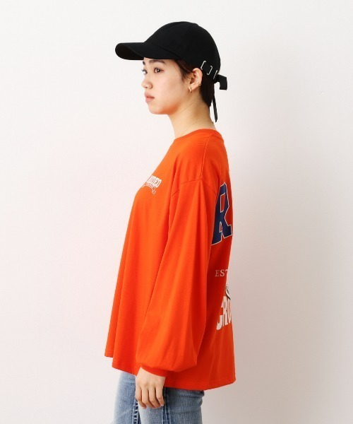 RODEO CROWNS WIDE BOWL（ロデオクラウンズワイドボウル）の「Rodeo College L/S Tシャツ（Tシャツ/カットソー・レディース・オレンジ/グレー×ホワイト/アイボリー/チャコールグレー・FREE）」の7枚目の写真