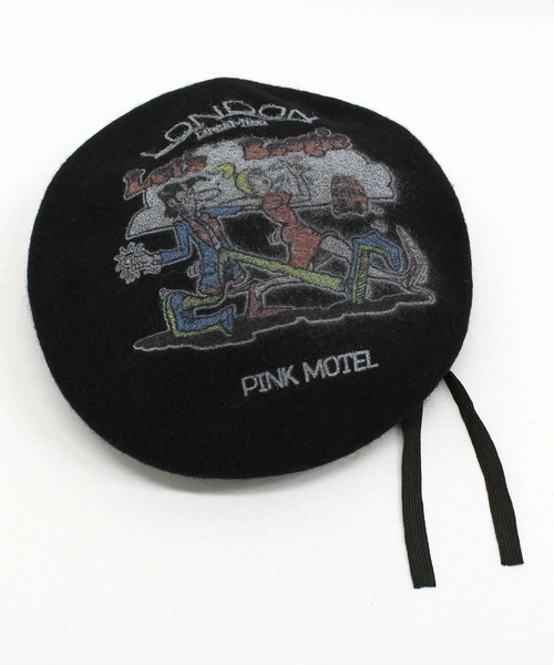 RNA（アールエヌエー）の「E4870 PINK MOTEL ベレー（ハンチング/ベレー帽・レディース・ブラック/レッド・FREE）」の2枚目の写真