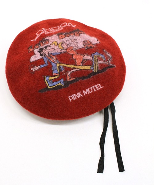 RNA（アールエヌエー）の「E4870 PINK MOTEL ベレー（ハンチング/ベレー帽・レディース・ブラック/レッド・FREE）」の3枚目の写真