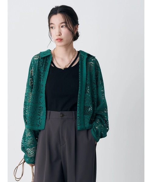 earth music&ecology(アースミュージックアンドエコロジー)の「ショート丈レースシャツ(シャツ/ブラウス・レディース・ブラック/グリーン/ラベンダー/オフホワイト・FREE)」の20枚目の写真