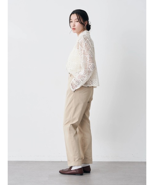 earth music&ecology(アースミュージックアンドエコロジー)の「ショート丈レースシャツ(シャツ/ブラウス・レディース・ブラック/グリーン/ラベンダー/オフホワイト・FREE)」の6枚目の写真