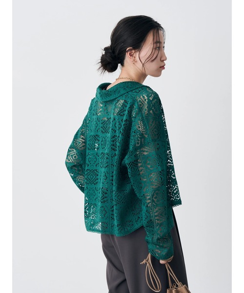 earth music&ecology(アースミュージックアンドエコロジー)の「ショート丈レースシャツ(シャツ/ブラウス・レディース・ブラック/グリーン/ラベンダー/オフホワイト・FREE)」の16枚目の写真