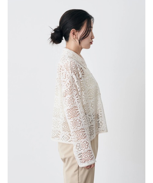 earth music&ecology(アースミュージックアンドエコロジー)の「ショート丈レースシャツ(シャツ/ブラウス・レディース・ブラック/グリーン/ラベンダー/オフホワイト・FREE)」の17枚目の写真