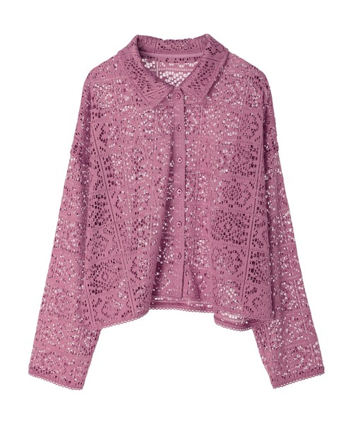 earth music&ecology(アースミュージックアンドエコロジー)の「ショート丈レースシャツ(シャツ/ブラウス・レディース・ブラック/グリーン/ラベンダー/オフホワイト・FREE)」の13枚目の写真