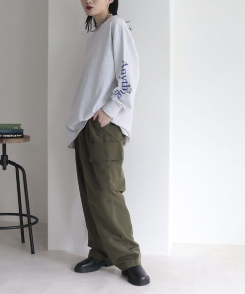 fredy emue(フレディエミュ)の「Anything袖ロゴ ロンT(Tシャツ/カットソー・レディース・ライトグレー/ネイビー/オフホワイト・38)」の12枚目の写真