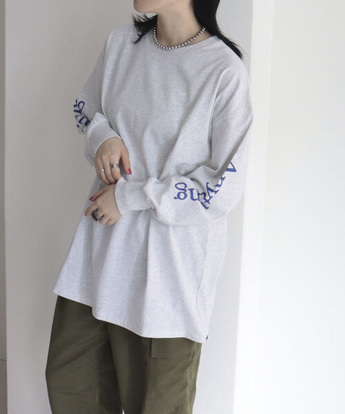 fredy emue(フレディエミュ)の「Anything袖ロゴ ロンT(Tシャツ/カットソー・レディース・ライトグレー/ネイビー/オフホワイト・38)」の14枚目の写真