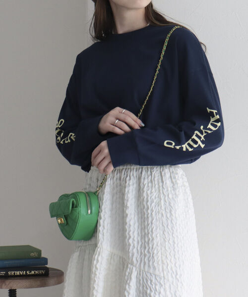 fredy emue(フレディエミュ)の「Anything袖ロゴ ロンT(Tシャツ/カットソー・レディース・ライトグレー/ネイビー/オフホワイト・38)」の21枚目の写真