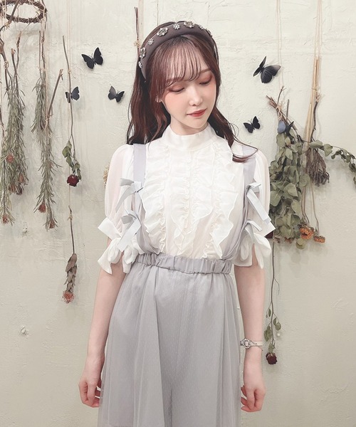 Swankiss(スワンキス)の「SX ×frill B/L(シャツ/ブラウス・レディース・ホワイト/ブラック/ピンク・FREE)」の4枚目の写真