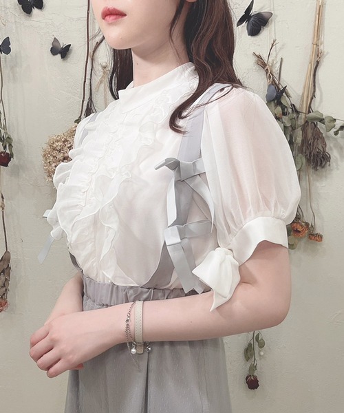 Swankiss(スワンキス)の「SX ×frill B/L(シャツ/ブラウス・レディース・ホワイト/ブラック/ピンク・FREE)」の6枚目の写真