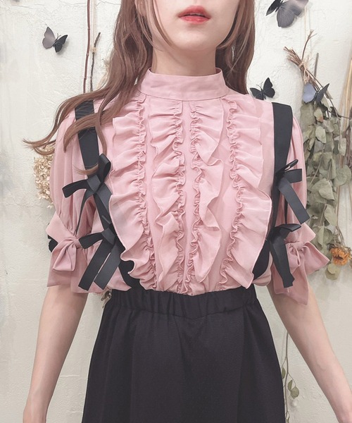 Swankiss(スワンキス)の「SX ×frill B/L(シャツ/ブラウス・レディース・ホワイト/ブラック/ピンク・FREE)」の10枚目の写真