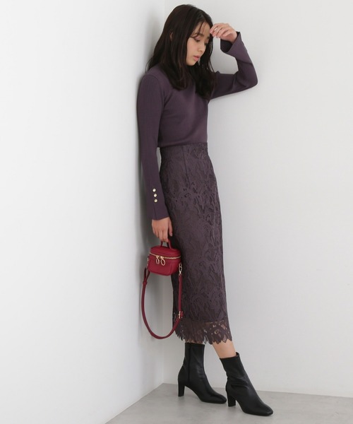 NATURAL BEAUTY BASIC（ナチュラルビューティーベーシック）の「フレアカフス釦ニット（ニット/セーター・レディース・チャコールグレー/ブルー/キャメル/イエロー・MEDIUM）」の7枚目の写真