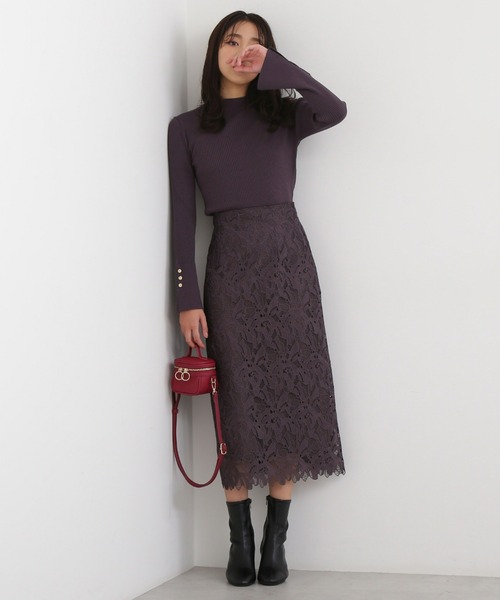 NATURAL BEAUTY BASIC（ナチュラルビューティーベーシック）の「フレアカフス釦ニット（ニット/セーター・レディース・チャコールグレー/ブルー/キャメル/イエロー・MEDIUM）」の9枚目の写真