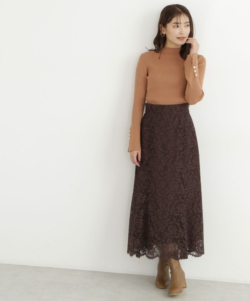 NATURAL BEAUTY BASIC（ナチュラルビューティーベーシック）の「フレアカフス釦ニット（ニット/セーター・レディース・チャコールグレー/ブルー/キャメル/イエロー・MEDIUM）」の8枚目の写真