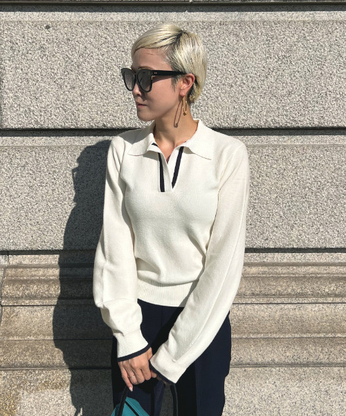 JENNE（ジェンヌ）の「フレンチシック長袖ニット（ニット/セーター・レディース・ネイビー/ホワイト・SMALL/MEDIUM/LARGE）」の2枚目の写真
