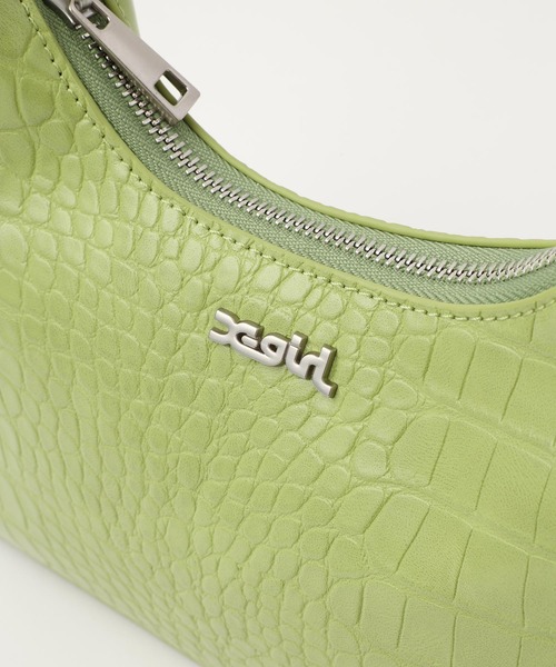 X-girl（エックスガール）の「FAUX CROC MINI HAND BAG（ショルダーバッグ・レディース・ブラック/ホワイト/ライトグリーン・ONE SIZE）」の9枚目の写真
