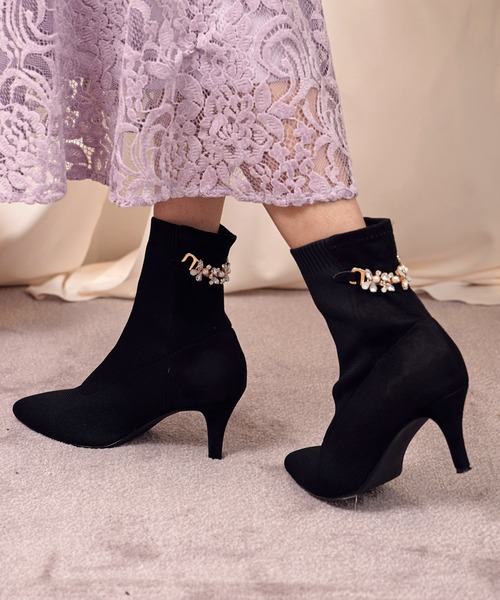 NOELA（ノエラ）の「バックビジューニットブーツ（ブーツ・レディース・ブラック/ブラウン/オフホワイト・S/M/L）」の9枚目の写真