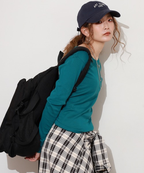 ACE(エース)の「ACE オーガニックコットン フライス Tシャツ 長袖 デオドラント UV加工(Tシャツ/カットソー・レディース・ネイビー系/マスタード/チャコール/ブラウン/パープル/ブルーグリーン/ブラック/ホワイト/カーキ/ピンク・4L/3L/LL/M/L/XL)」の6枚目の写真